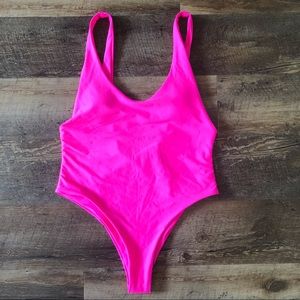 Shein Neon Pink One Piece Swim Suit